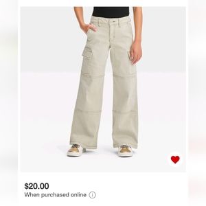 Girls mid rise wide leg cargo jeans pants sz 12